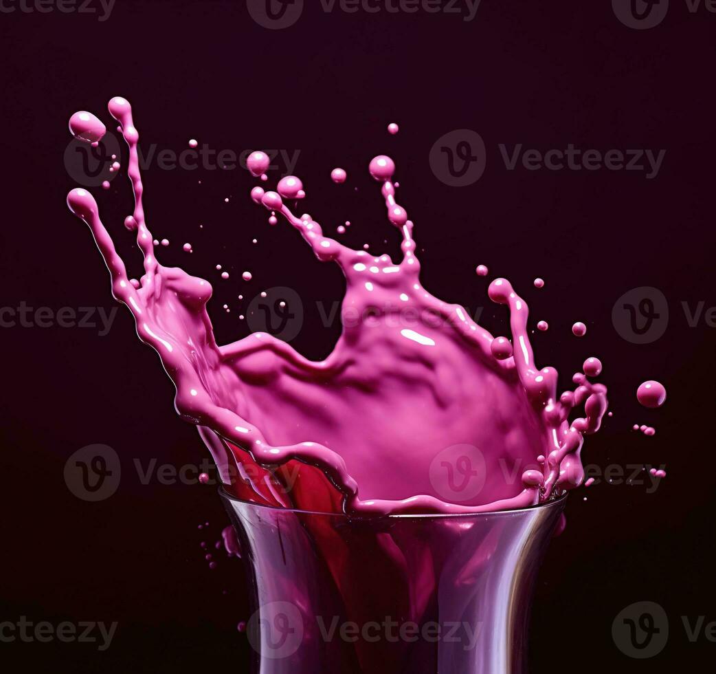 röd flytande stänk. strömmande lila flytande rödbeta juice eller bär juice. ai genererad foto