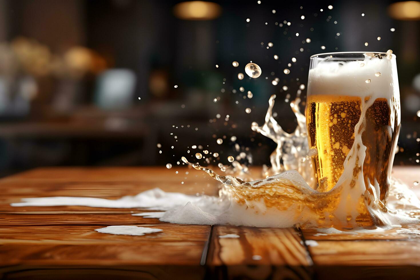 kall glasögon av öl i en bar. internationell öl dag. foto