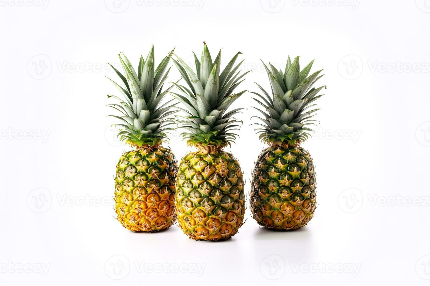mogen ananas isolerat på en vit bakgrund. ai genererad foto