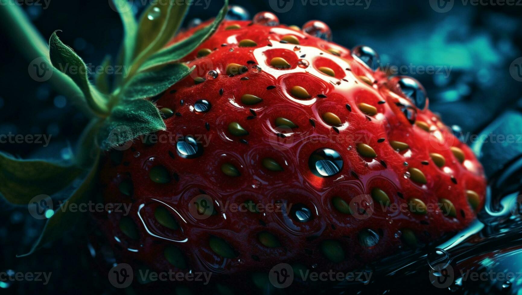 jordgubb i de vatten.vattenlevande symfoni - naturlig bakgrund med en punk- jordgubbe. generativ ai, foto