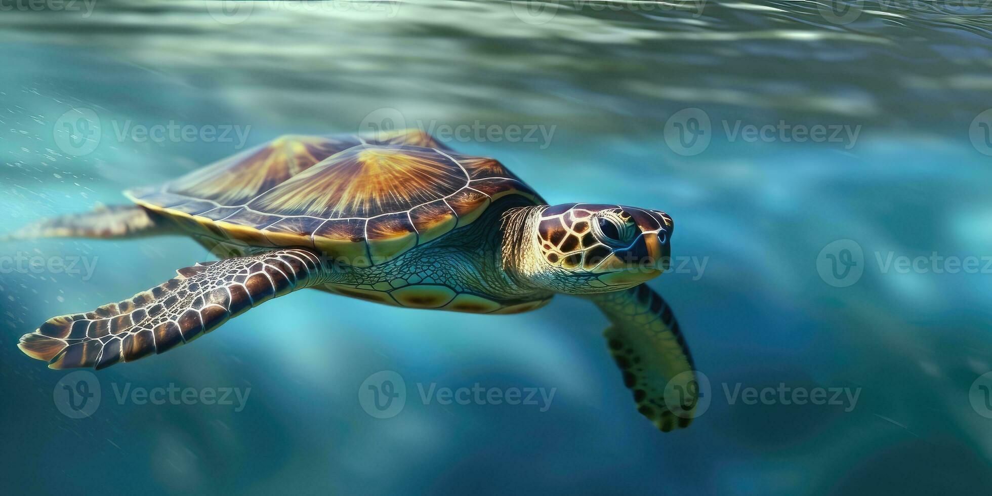 hav sköldpadda simning - generativ ai foto