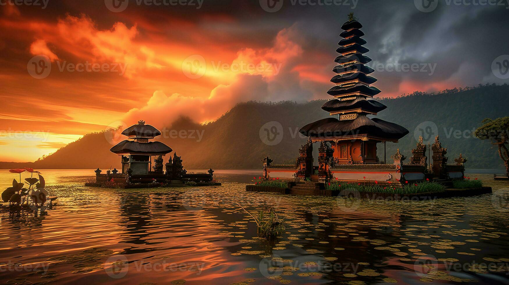 känd hindu tempel och turist attraktion i bali, Indonesien. generativ ai foto