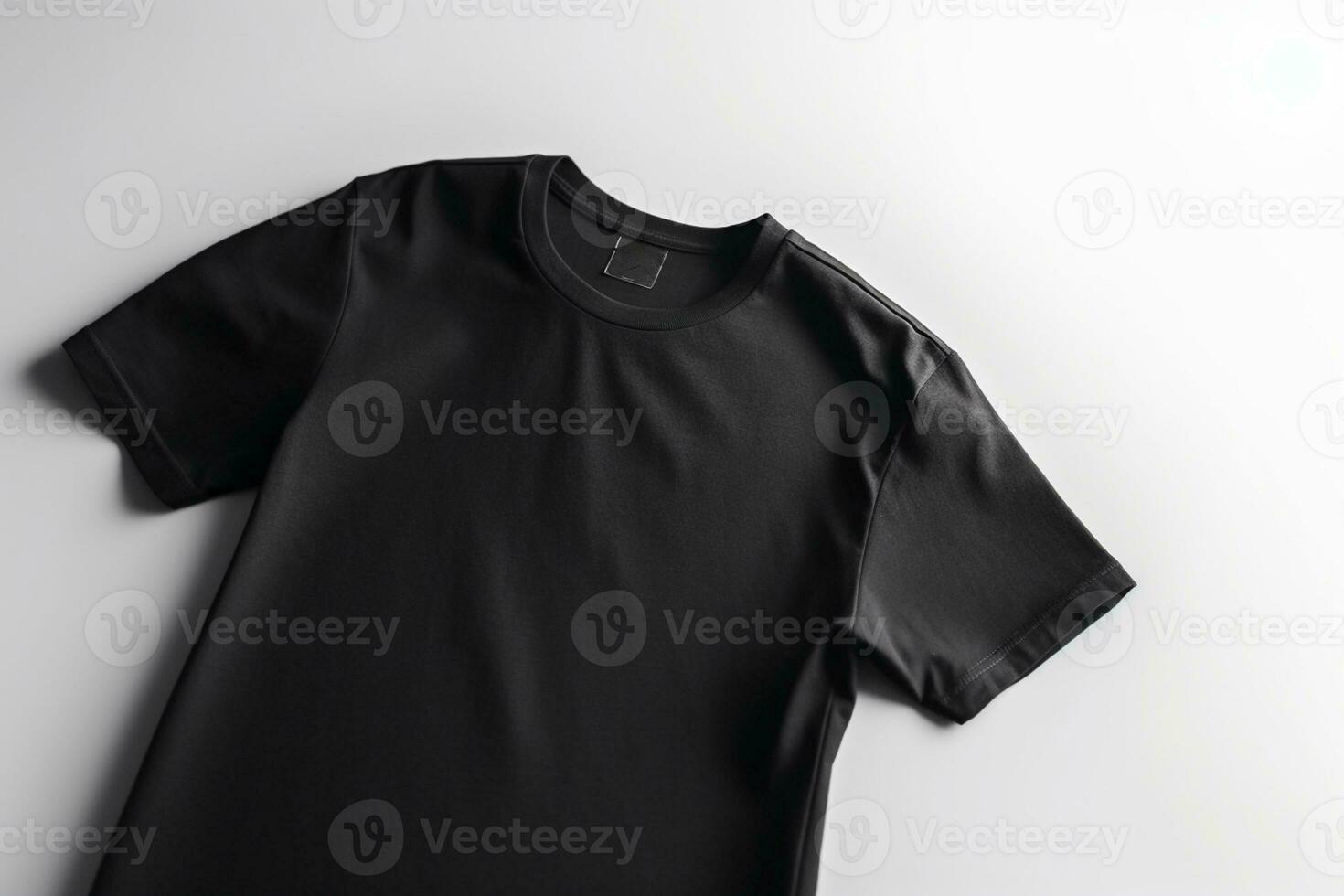 elegans i enkelhet, tömma svart t-shirt attrapp på vit bakgrund ai genererad foto