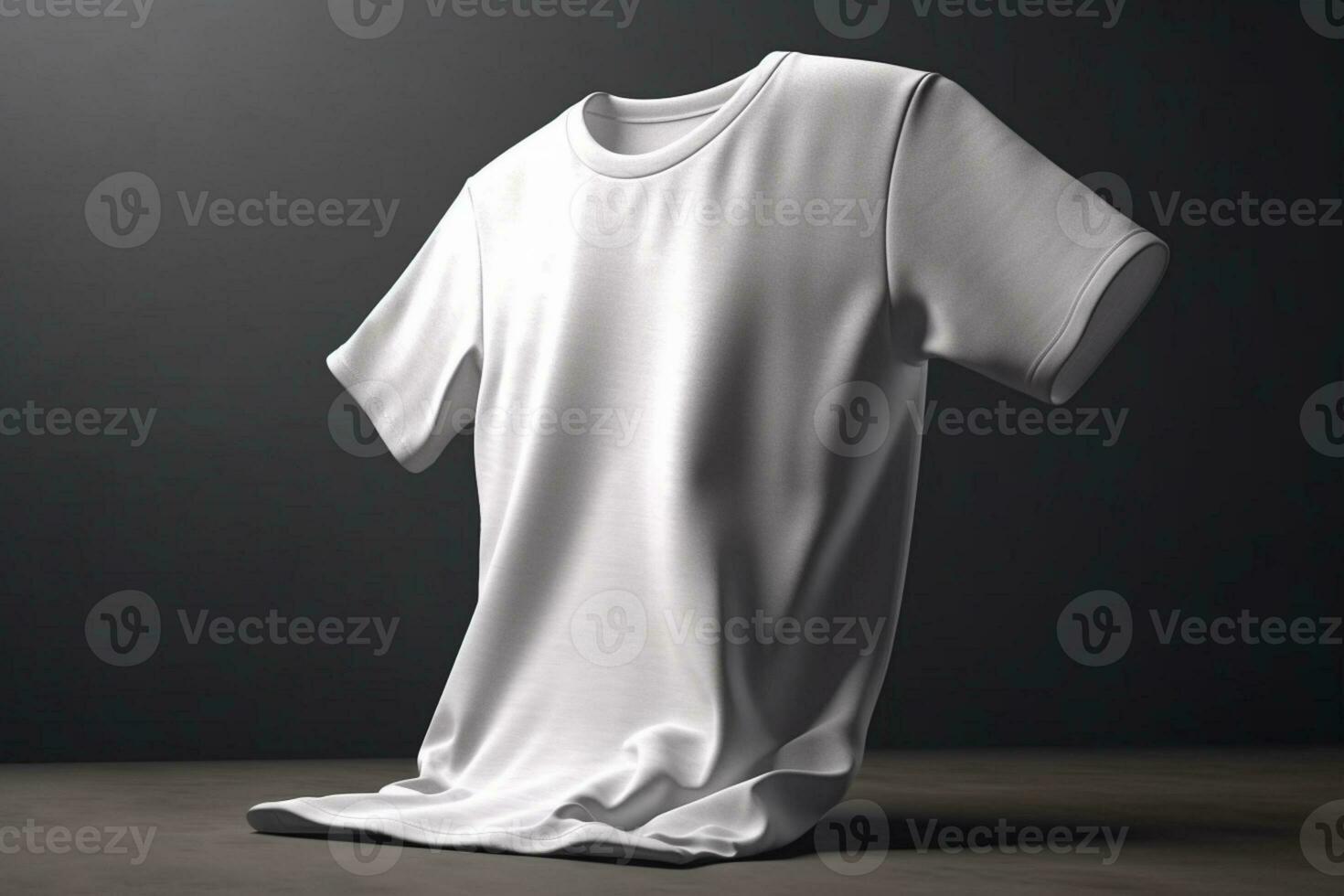 rena och knaprig, 3d tömma vit t-shirt attrapp med skarp detaljer, 3d framställa ai genererad foto
