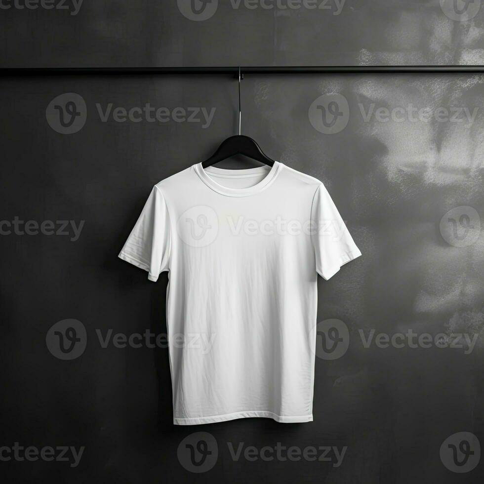 illustration av en vit enkel t-shirt mockup, ai genererad foto
