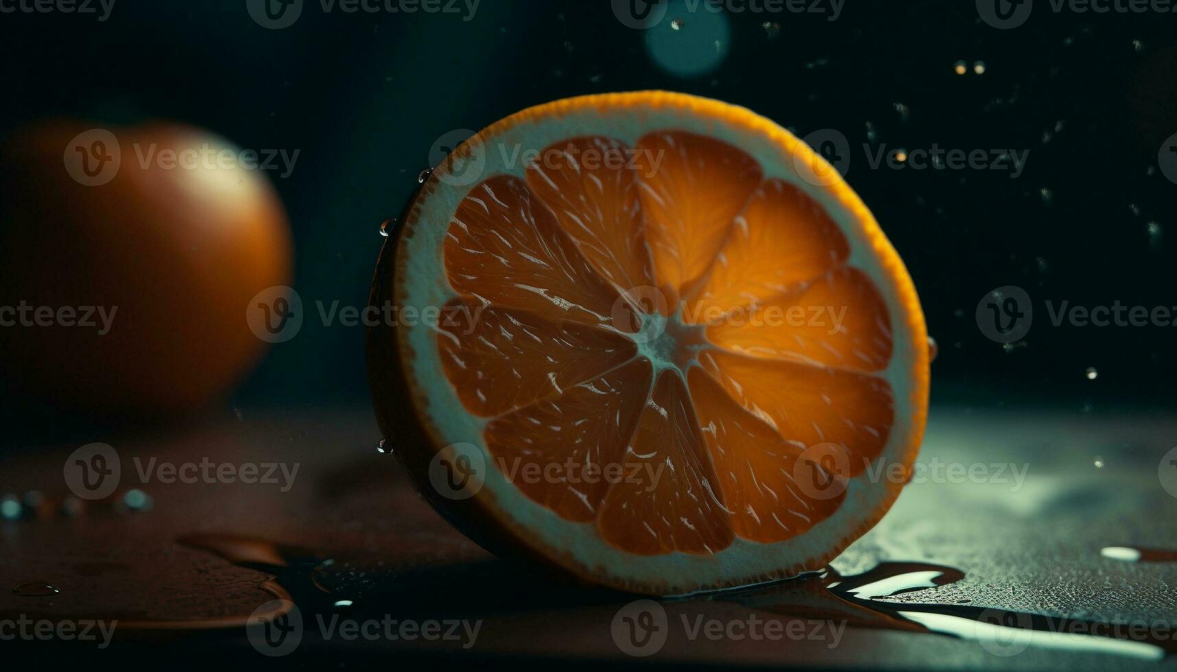 färsk citrus- frukt på en trä- tabell, natur friska förfriskning genererad förbi ai foto