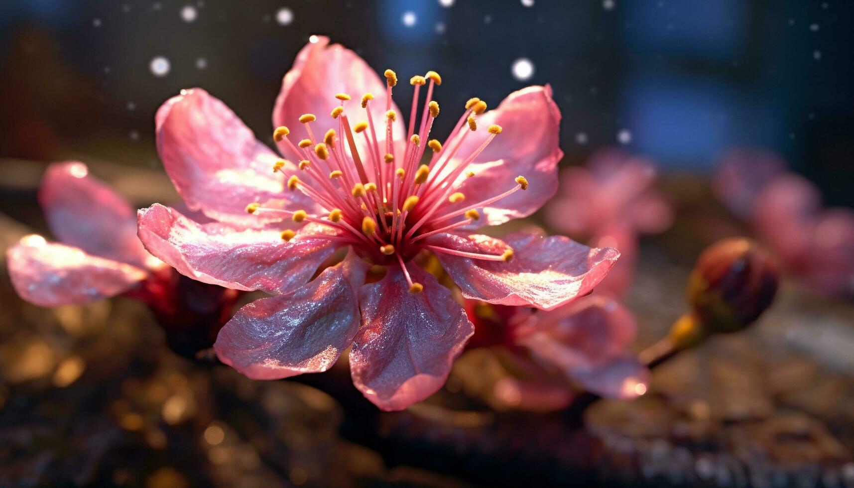 natur skönhet i en enda blomma, vibrerande färger, och färsk tillväxt genererad förbi ai foto