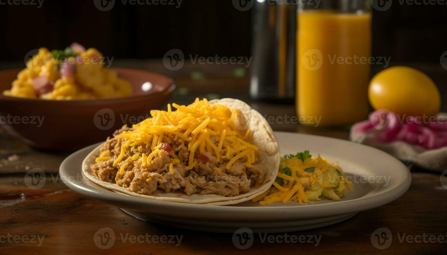 gourmet måltid av saffran ris och kyckling genererad förbi ai foto