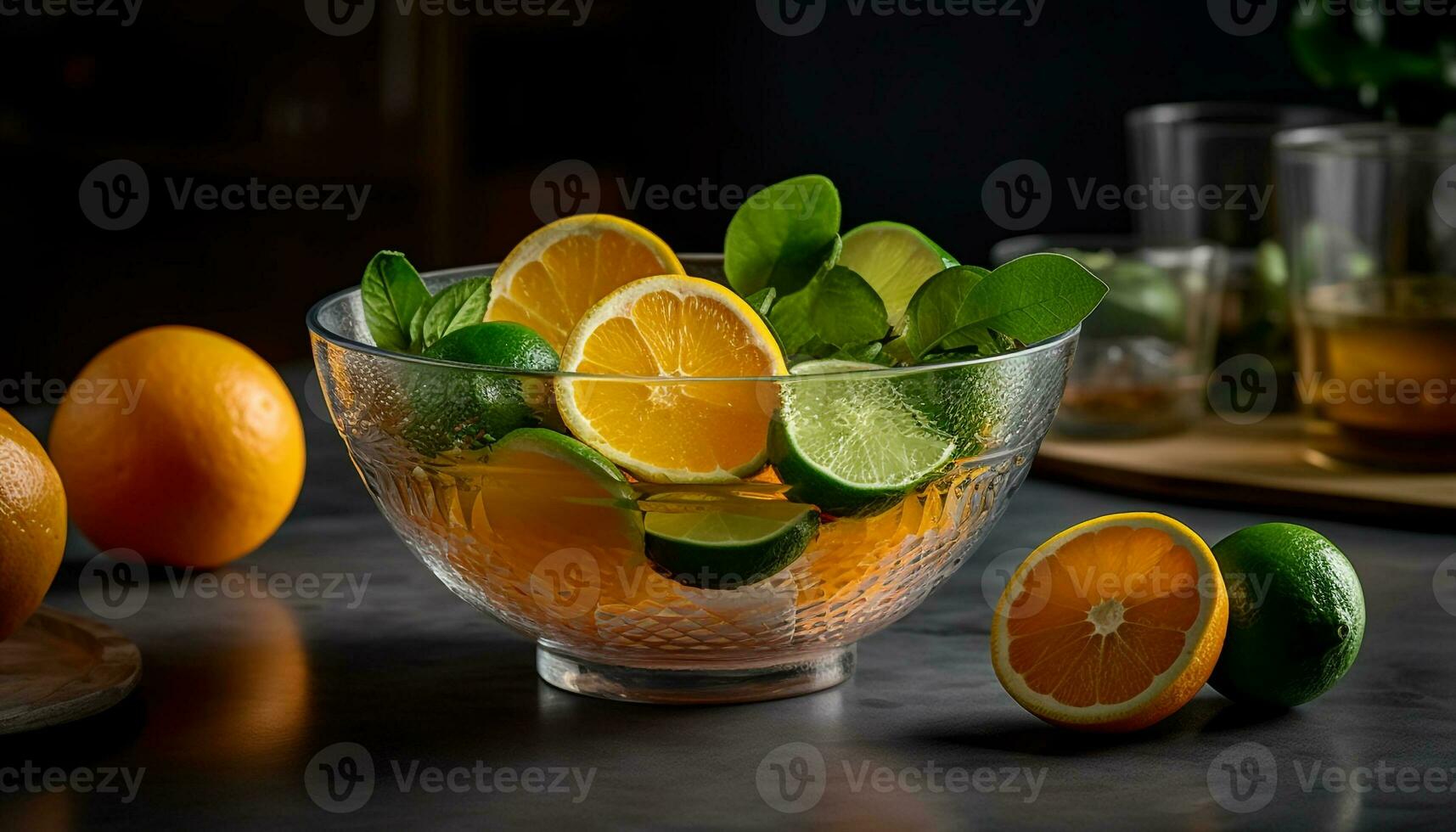 uppfriskande citrus- cocktail på rustik trä- tabell genererad förbi ai foto