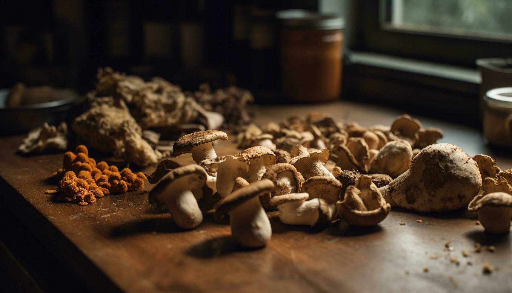 färsk organisk shiitake svamp, en gourmet glädje genererad förbi ai foto