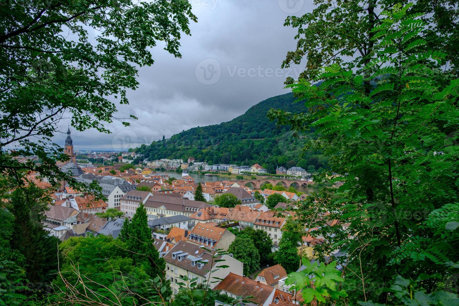 utsikt över den vackra medeltida staden Heidelberg, Tyskland foto