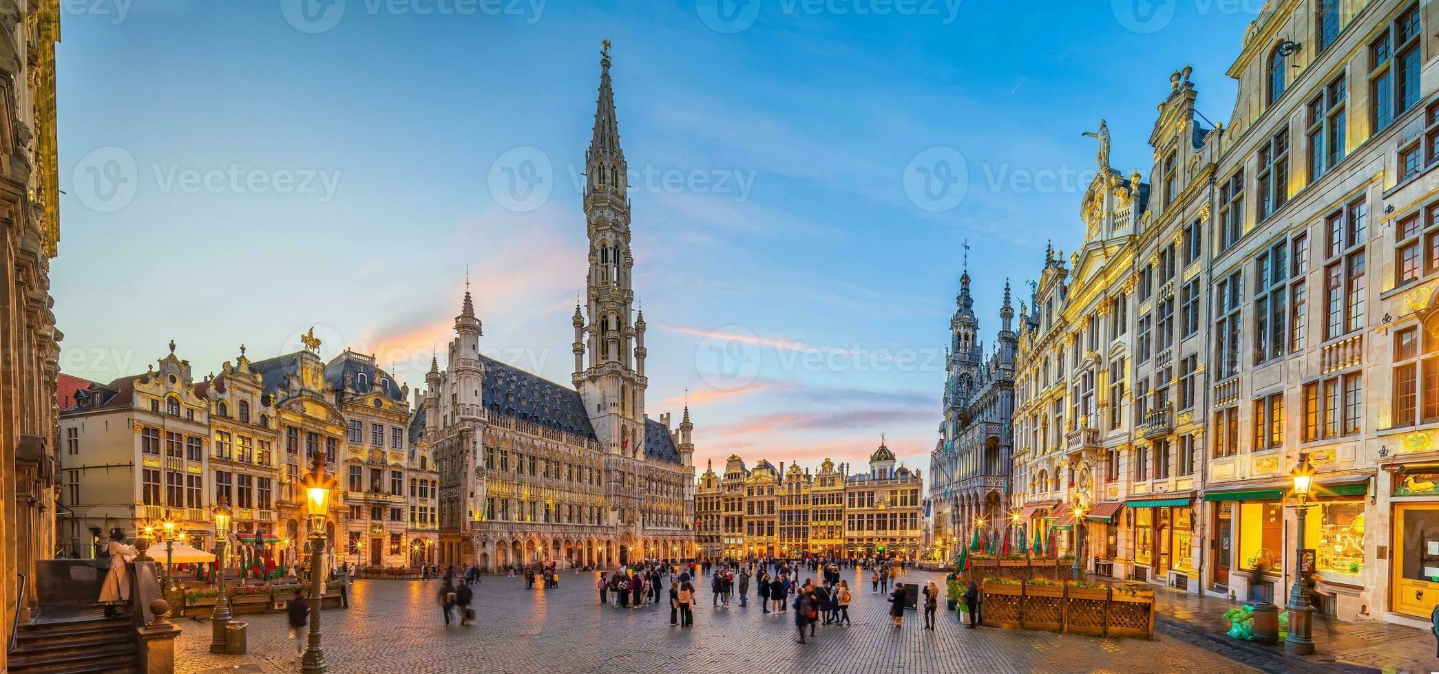 stor plats i gammal stad Bryssel, belgien stad horisont foto