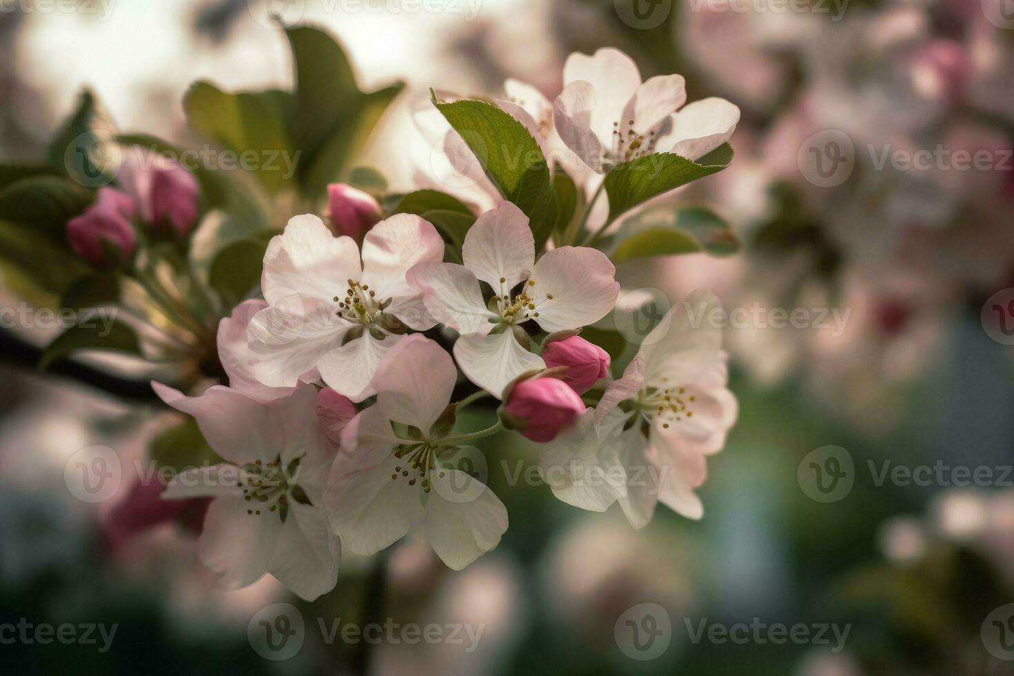 blomstrande äpple träd trädgård. generera ai foto