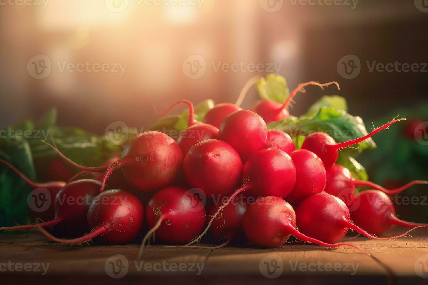 nyligen röd rädisor sommar. generera ai foto