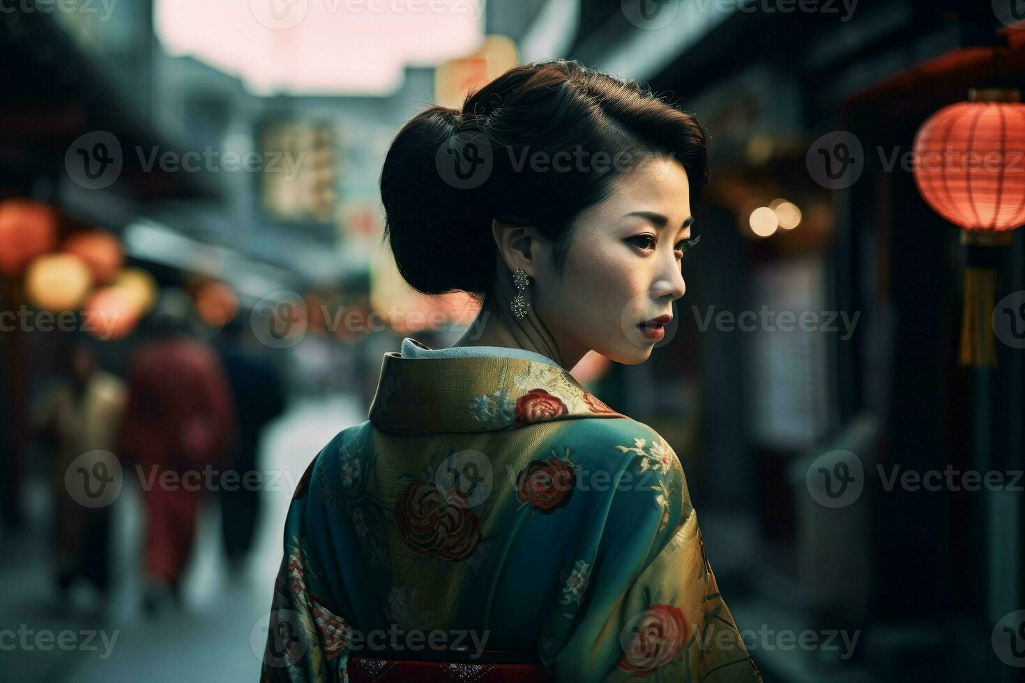 traditionell asiatisk kvinna porträtt. generera ai foto