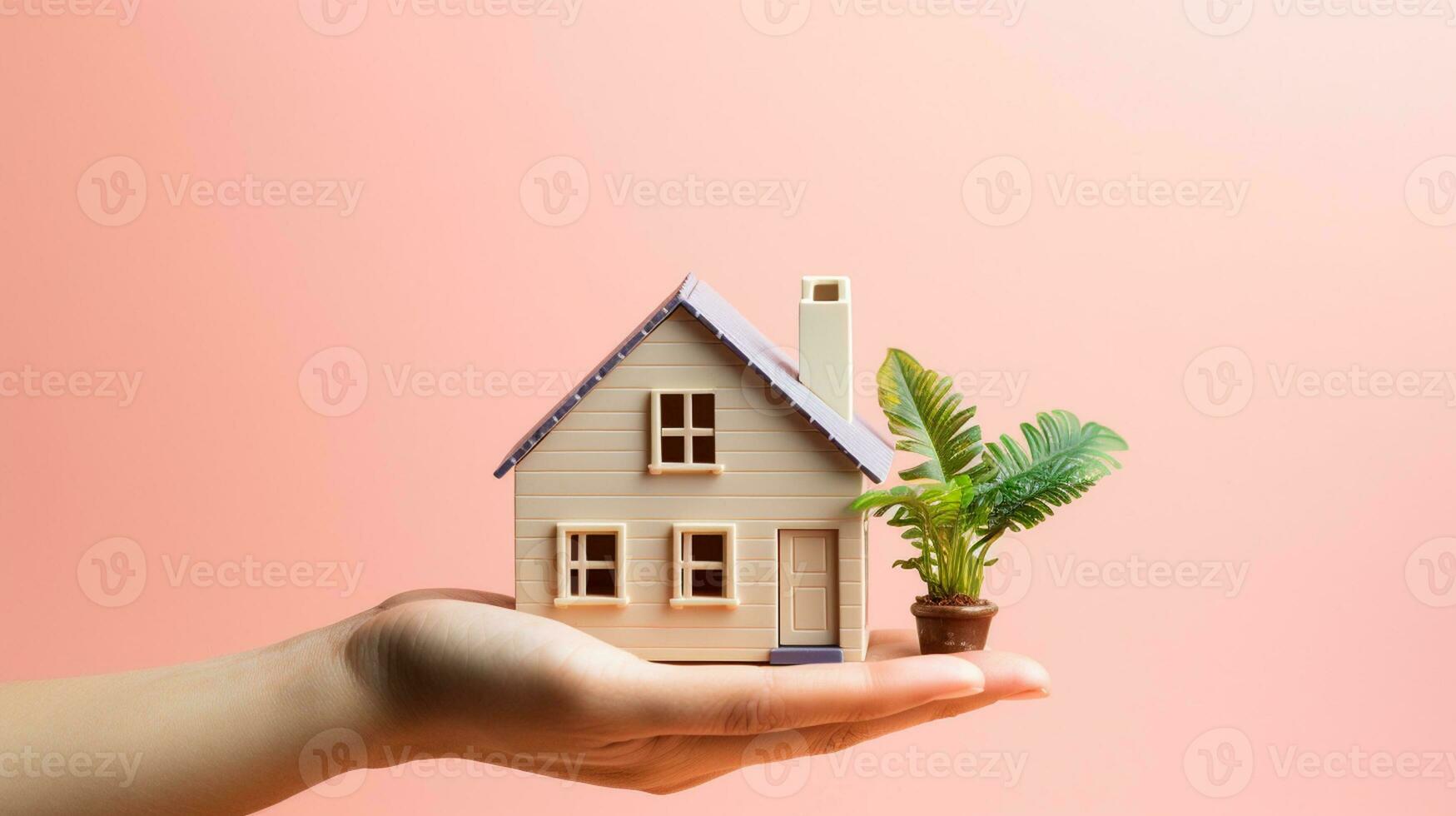 ai generativ en hand innehav en hus för försäljning , verklig egendom begrepp , foto