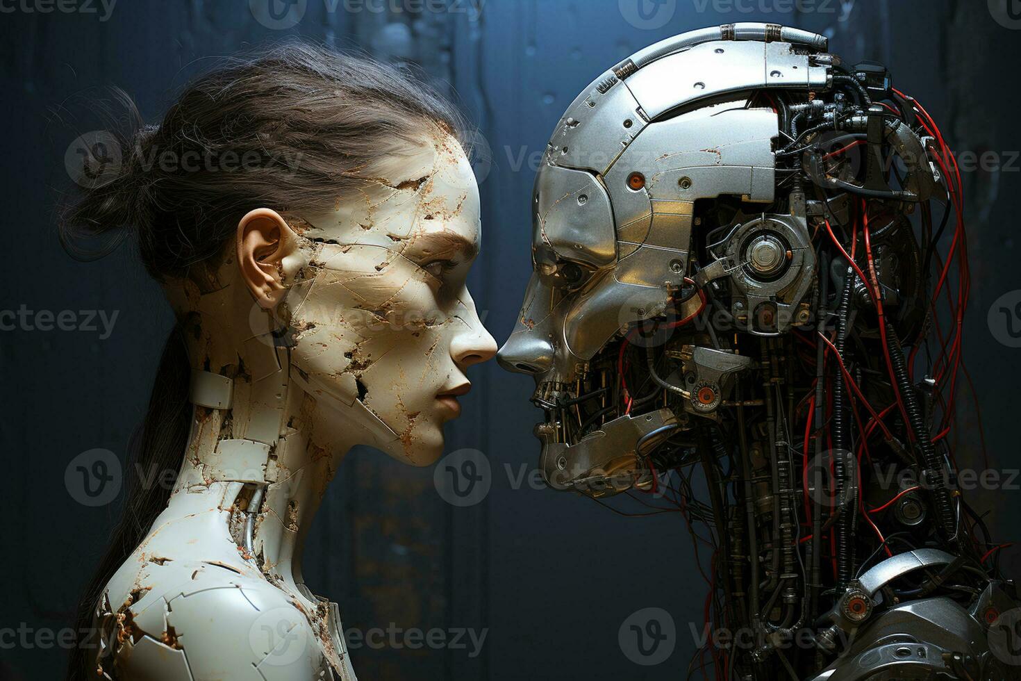 ai generativ mänsklig och robot cyborg mot av varje Övrig , artificiell intelligens begrepp foto