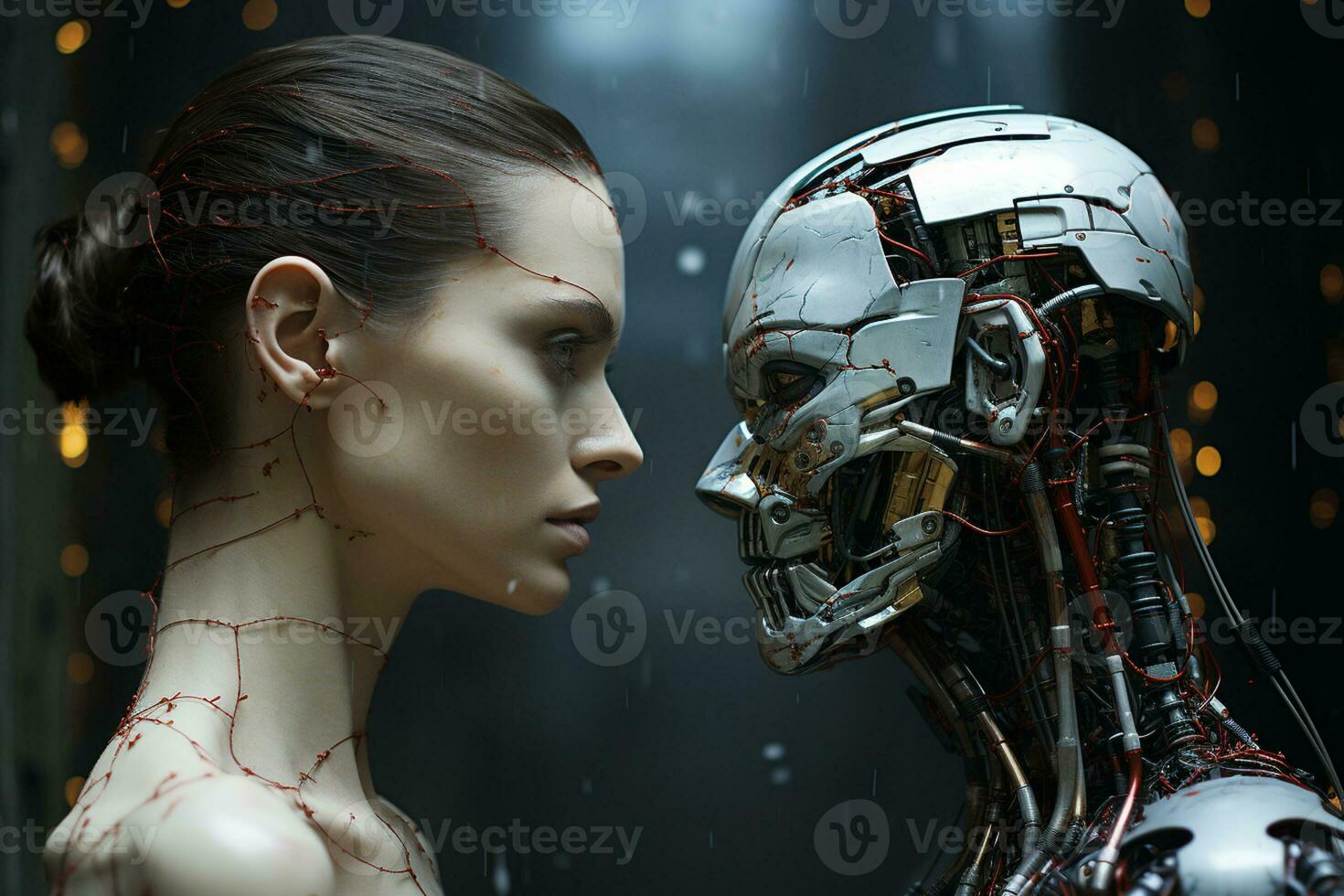 ai generativ mänsklig och robot cyborg mot av varje Övrig , artificiell intelligens begrepp foto