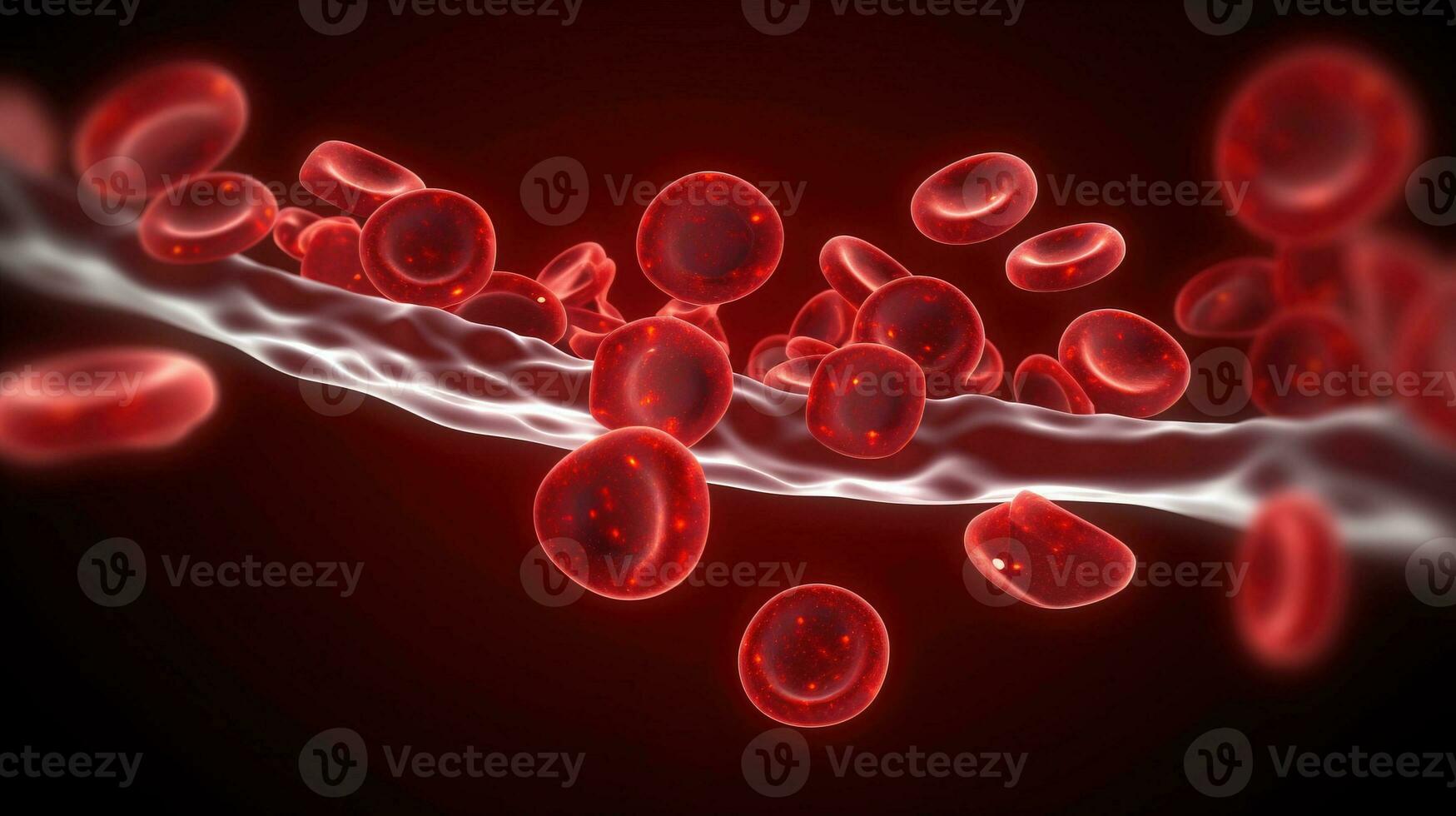 blod fartyg, hemoglobin närbild. medicinsk venös strukturera, mörk bakgrund. ai genererad. foto