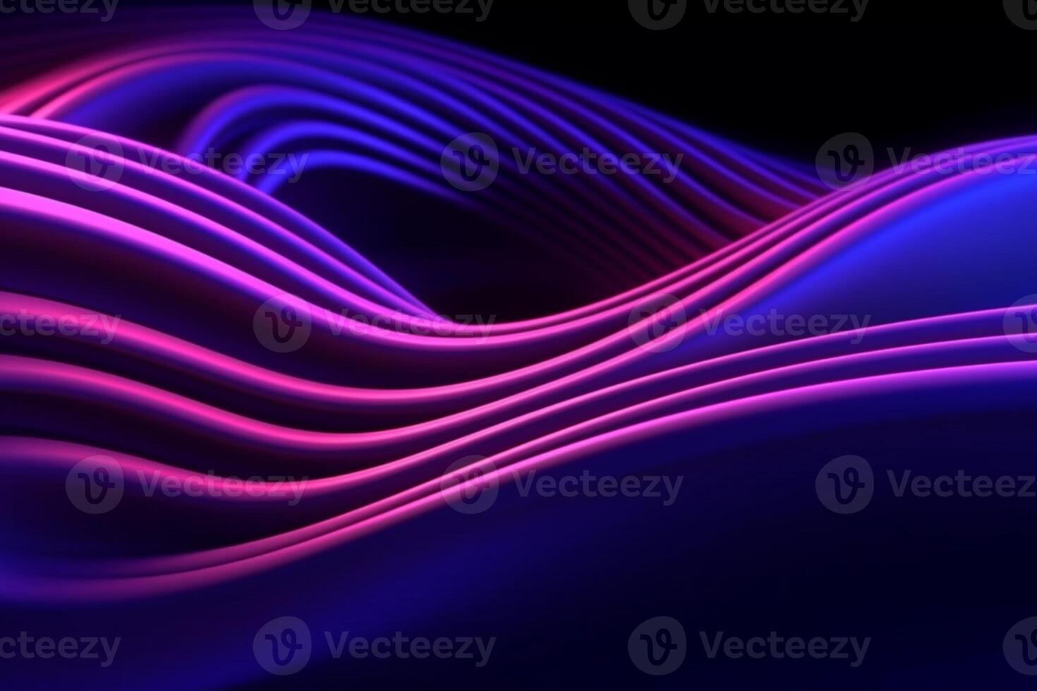 abstrakt trogen bakgrund med lysande neon rör på sig hög Vinka rader tapet, ai generativ foto