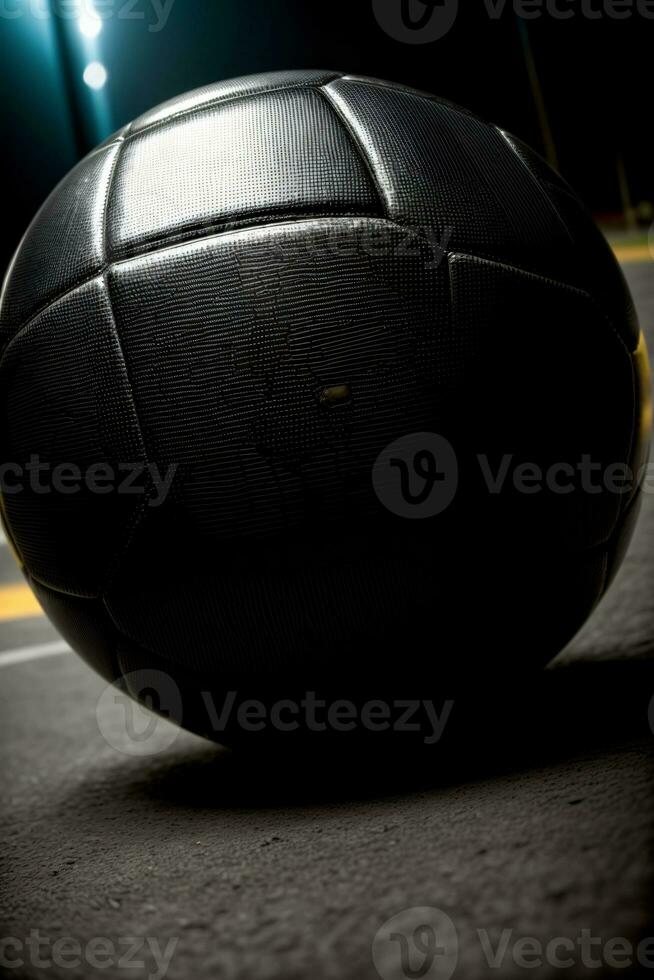 en stänga upp av en fotboll boll på de jord. ai genererad foto