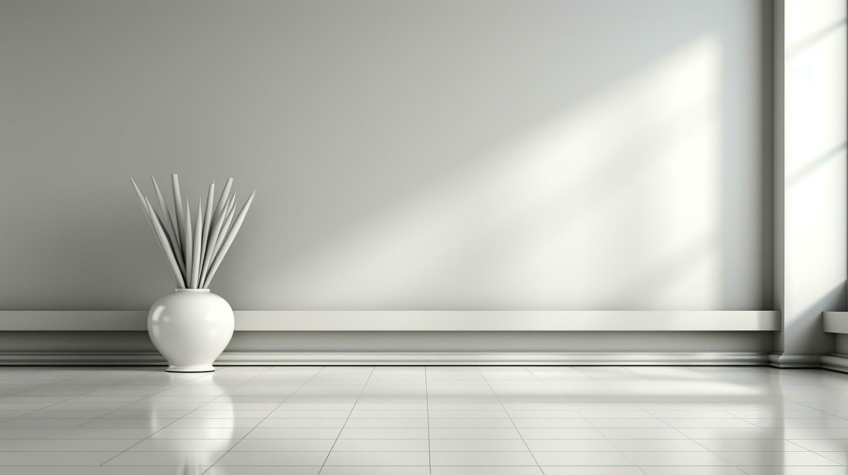 minimalistisk vit interiör bakgrund, verklig fotografi slät belysning ai generativ foto