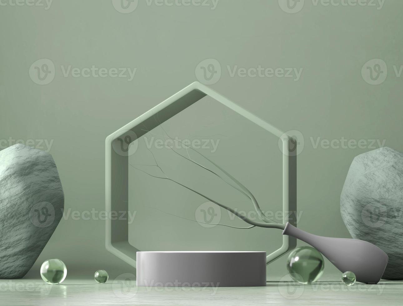 abstrakt grönt minimalt podium för produktvisningskärm bakgrund 3d-rendering foto