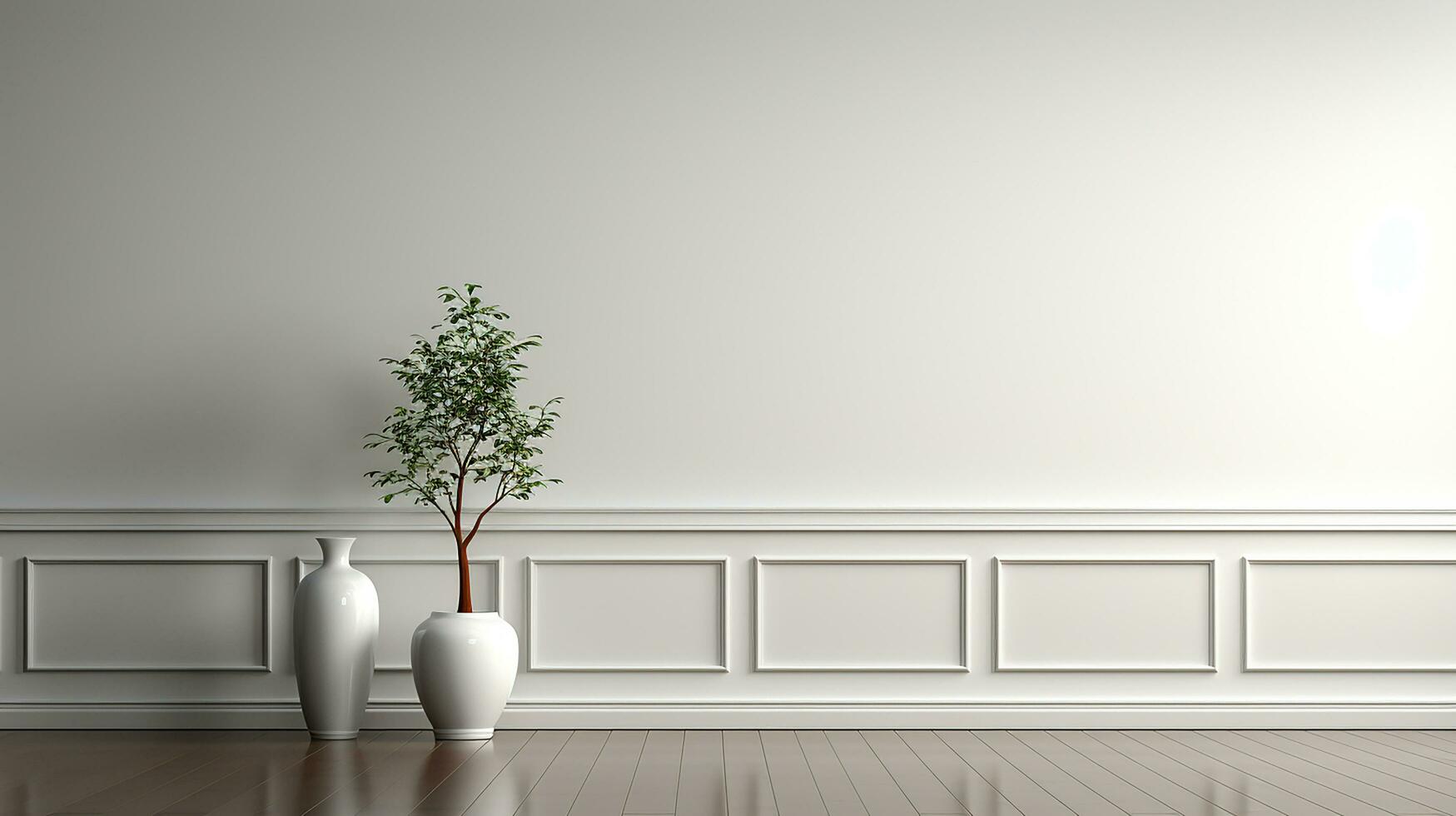 minimalistisk vit interiör bakgrund, verklig fotografi slät belysning ai generativ foto