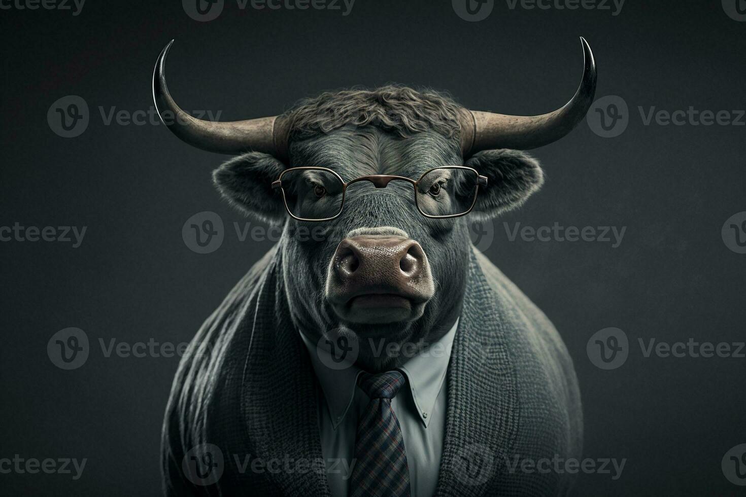 buffel bär glasögon och bär en formell kostym. ai generativ. foto