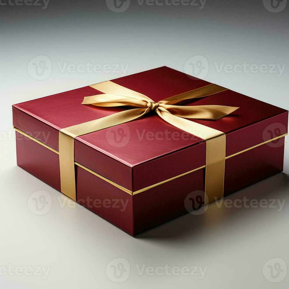 röd gåva låda med band. generativ ai foto