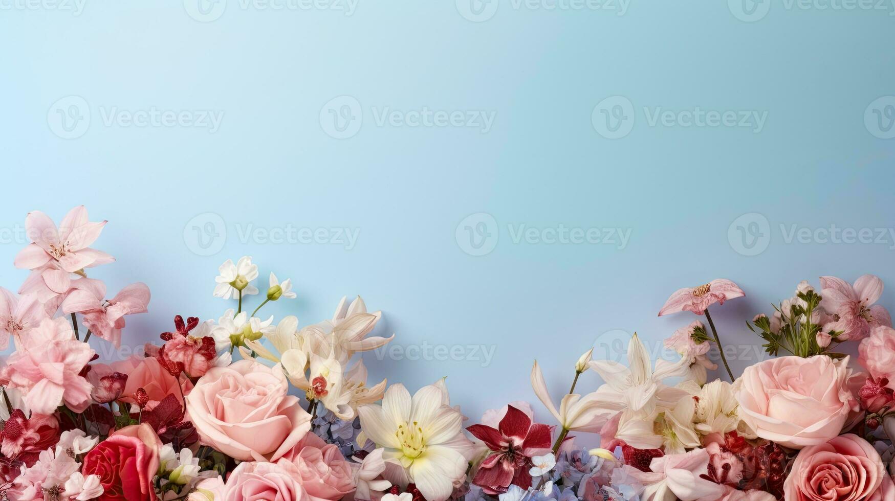 blomma bukett, blommig arrangemang bakgrund. webb baner med kopia Plats. generativ ai foto