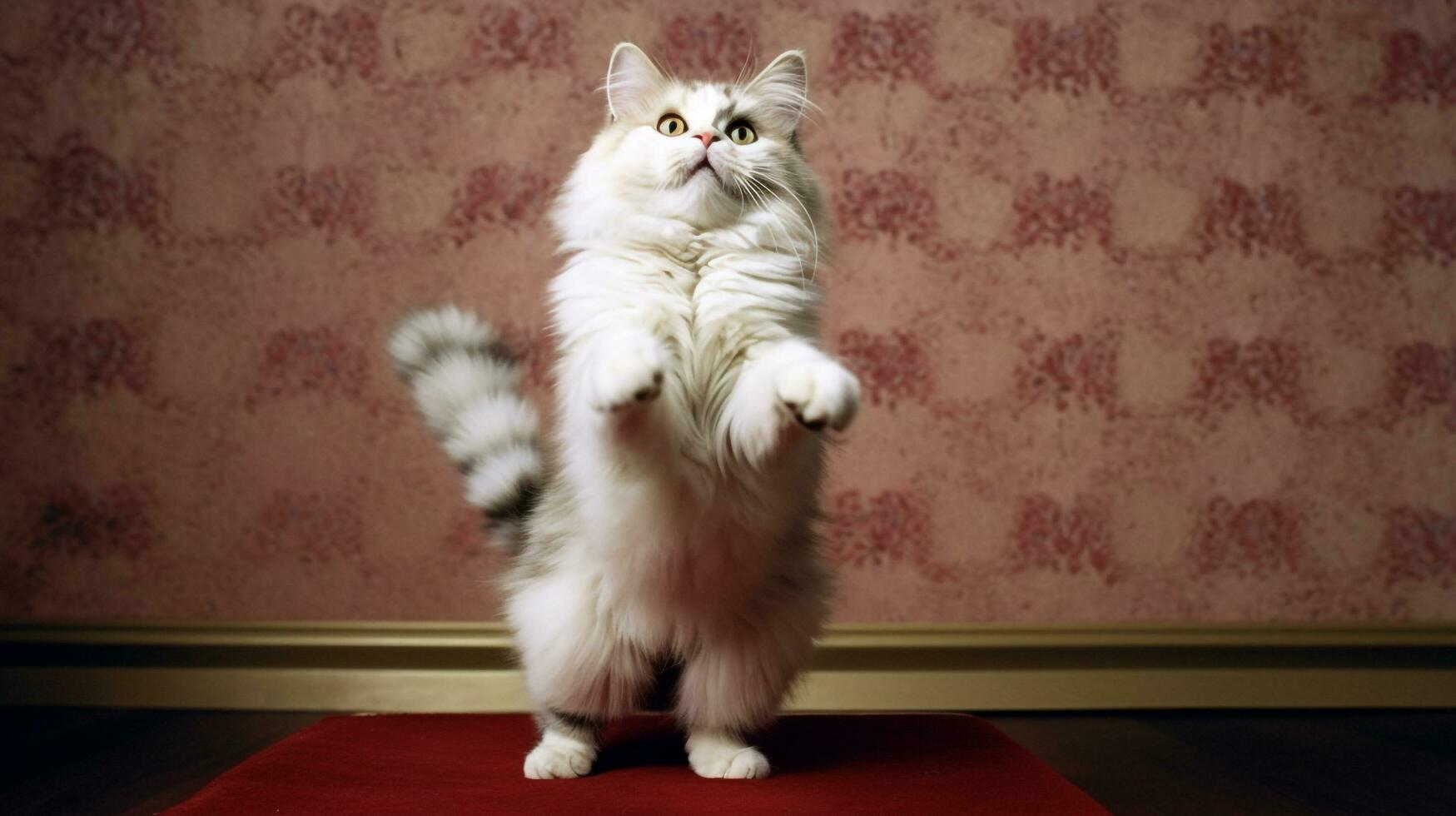 ai genererad persisk katt stående stirrande upp foto