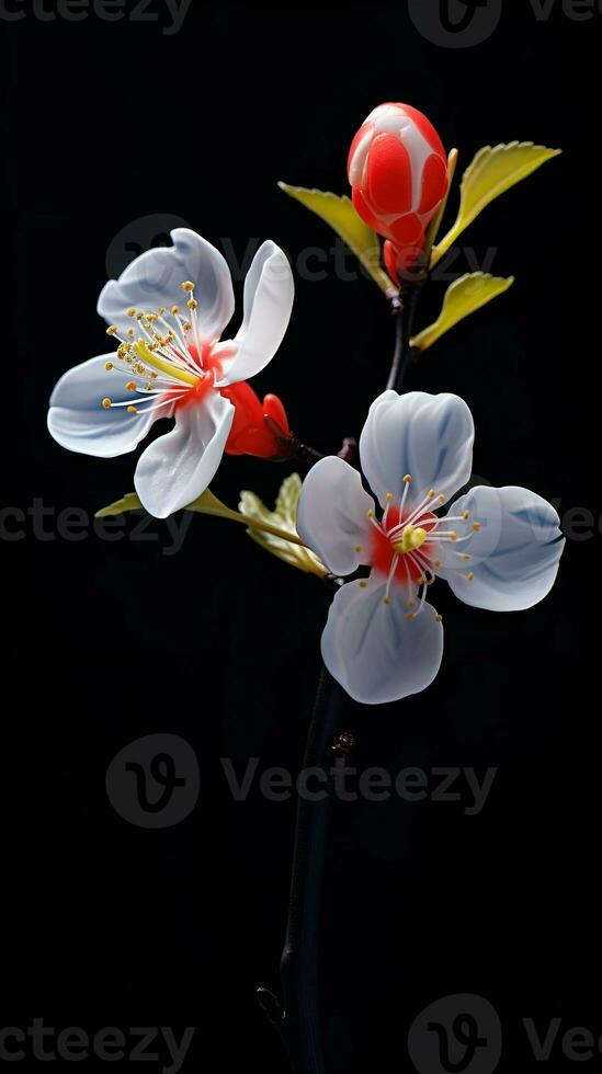 abstrakt blomma tapet med svart bakgrund, bakgrundsbelyst fotografi foto