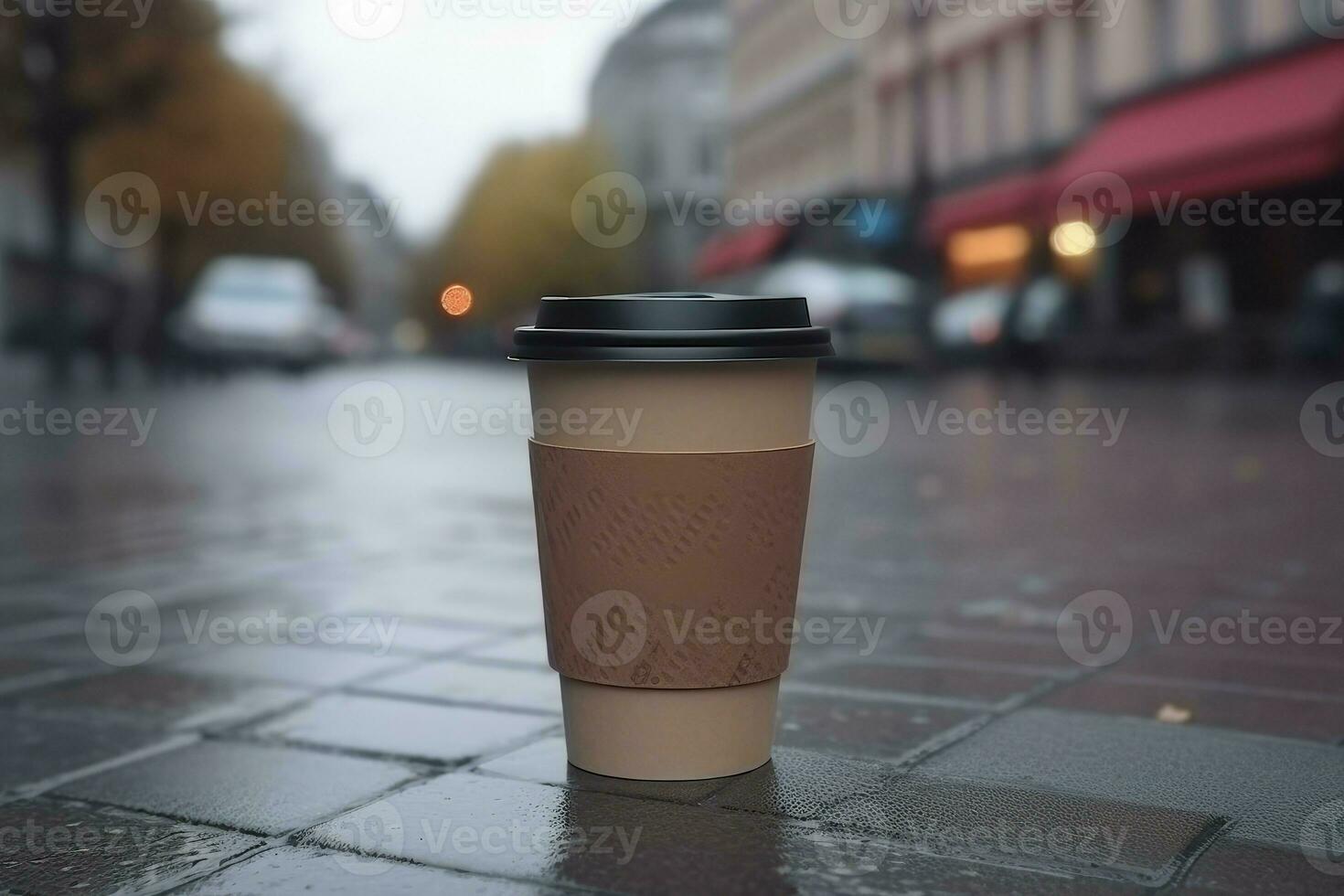 hämtmat kaffe gata. generera ai foto