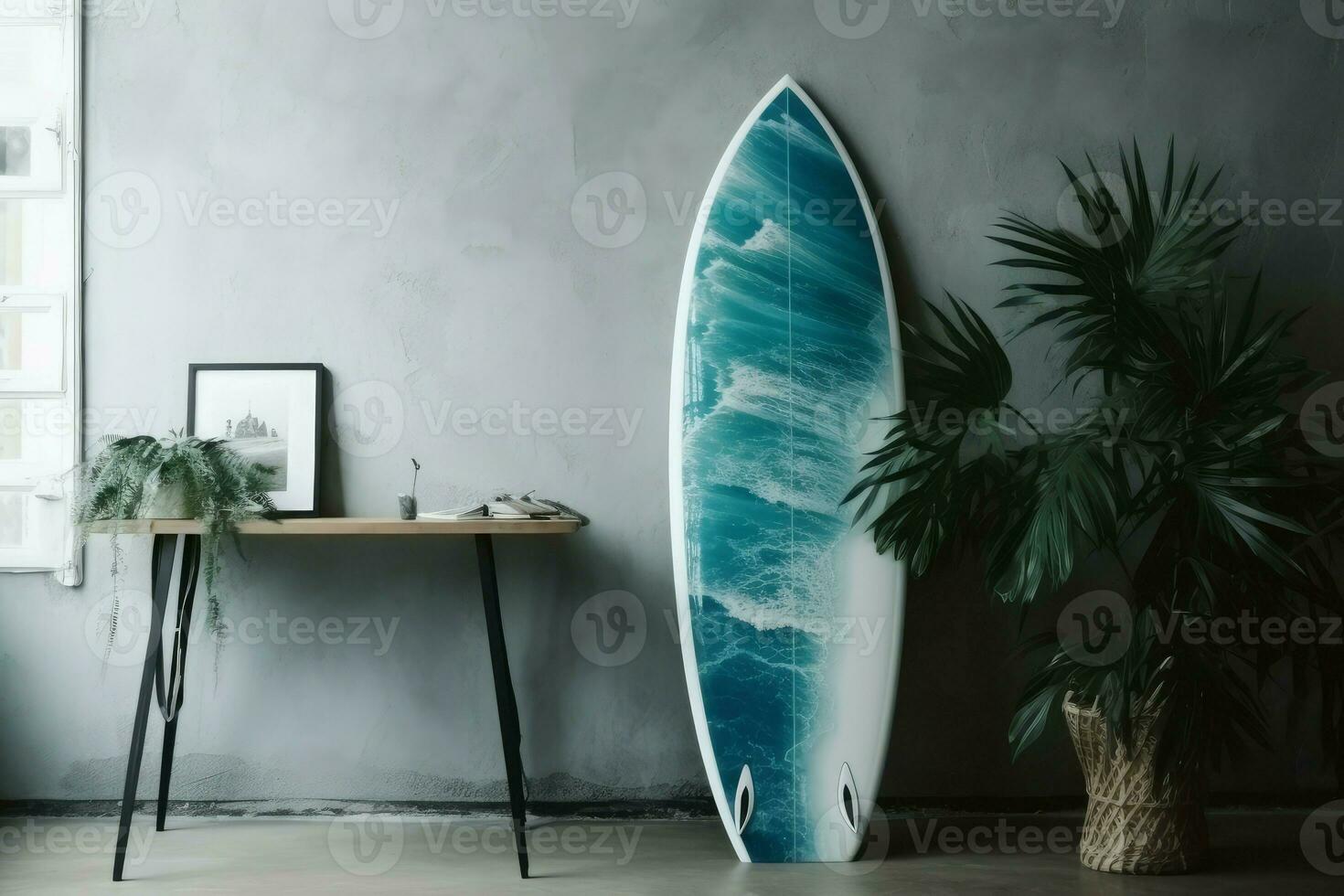 vägg surfingbräda sport. generera ai foto