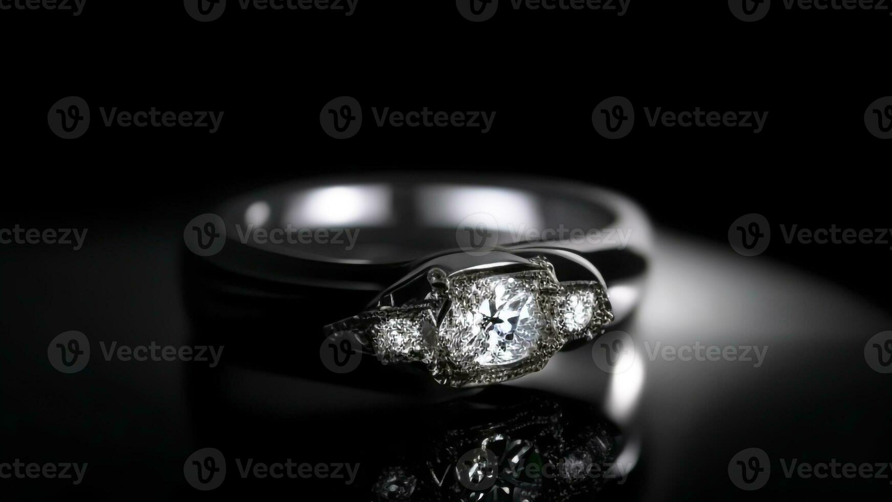 fotografi av en diamant ringa med vit ljus. ai genererad foto
