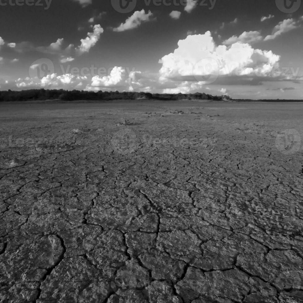 bruten torr jord i en pampas lagun, la pampa provins, patagonien, argentina. foto