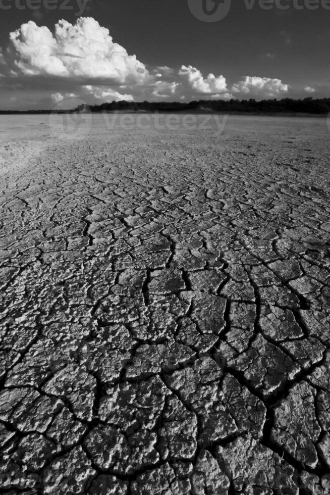 bruten torr jord i en pampas lagun, la pampa provins, patagonien, argentina. foto