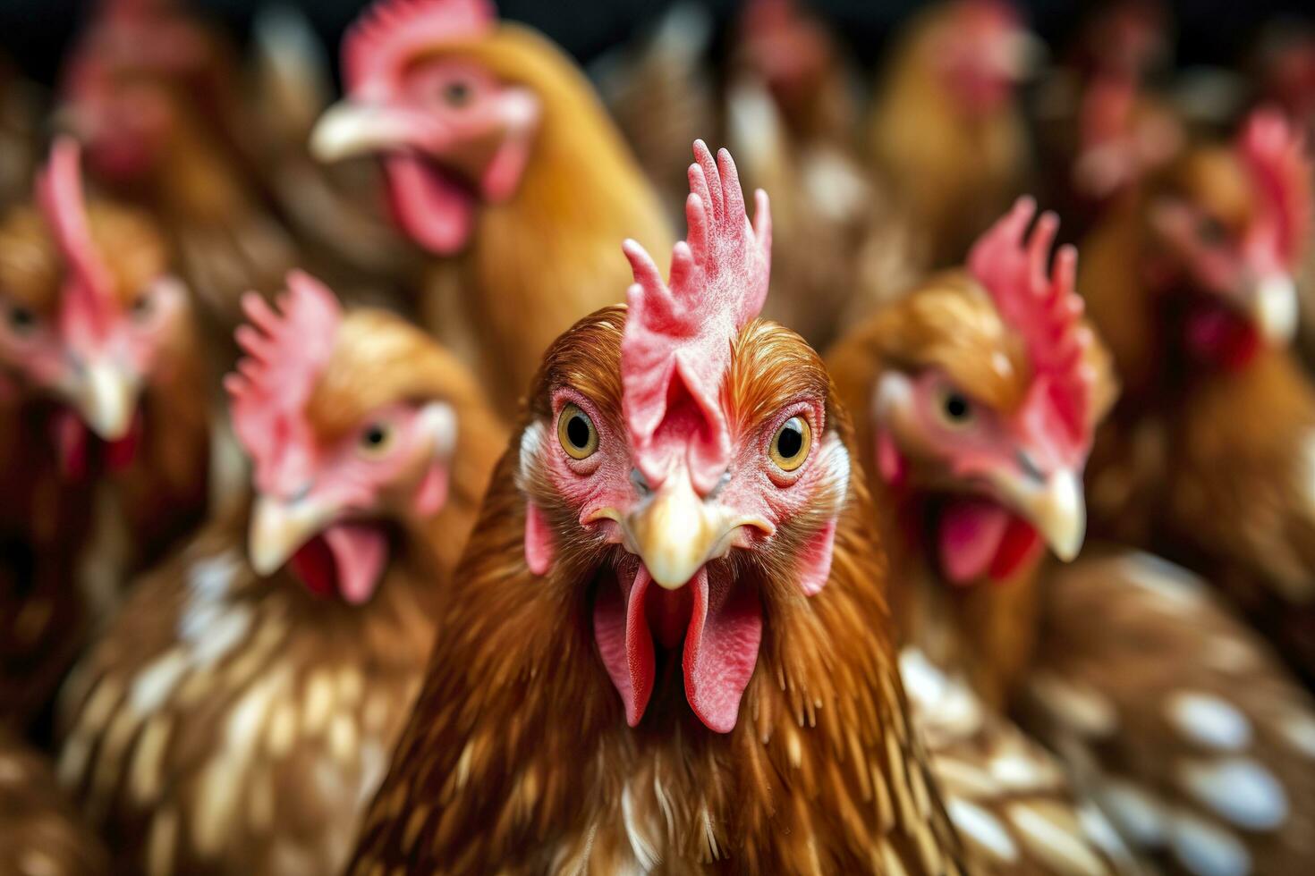 kyckling bruka med många friska kyckling och färsk ägg, ai generativ foto