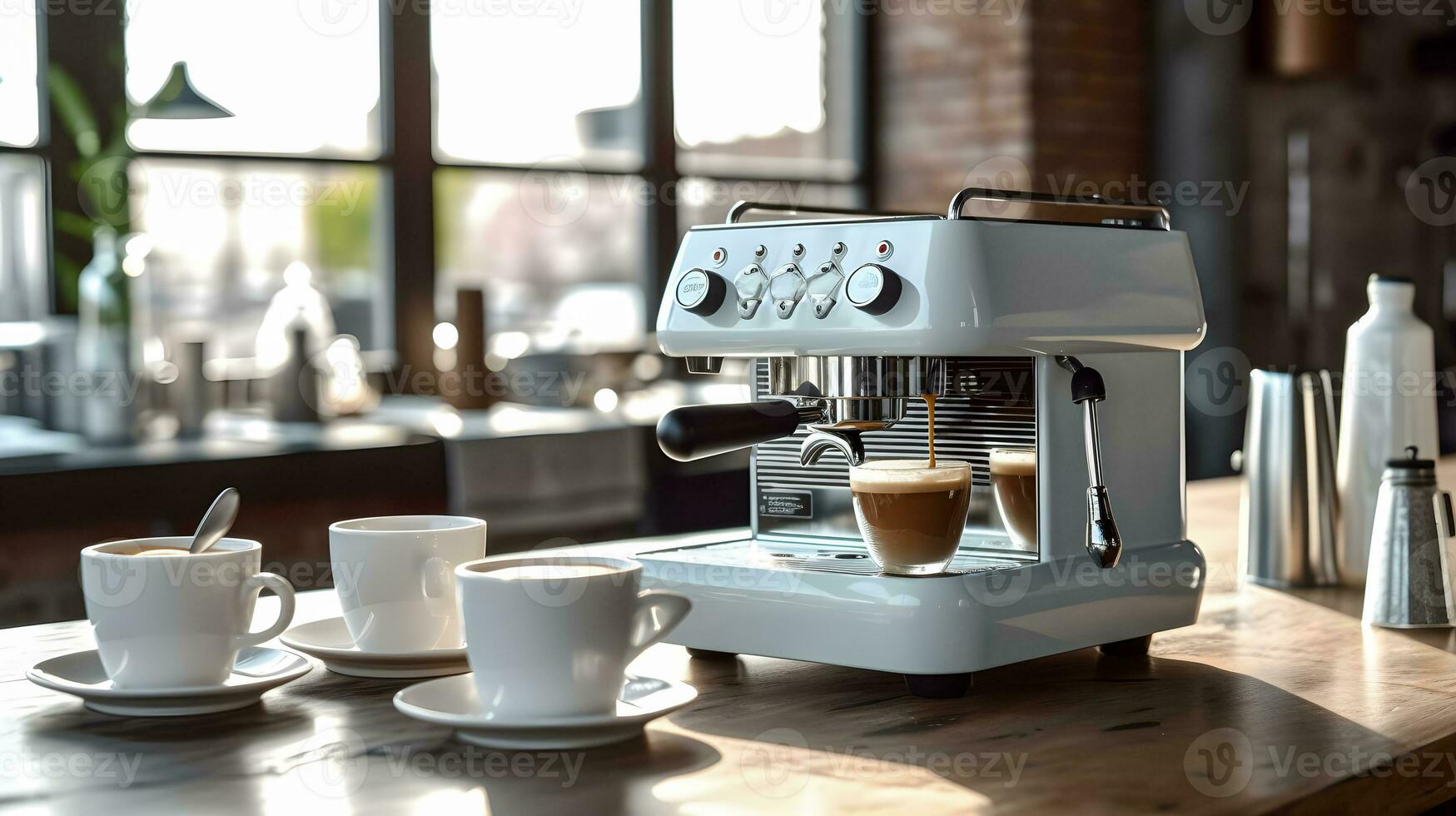 kaffe maskin i Kafé affär . skapas förbi generativ ai . foto