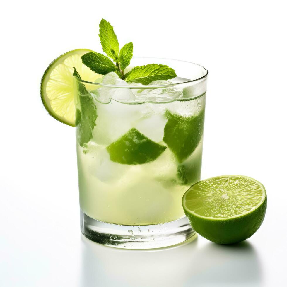 caipirinha cocktail isolerat på vit bakgrund foto
