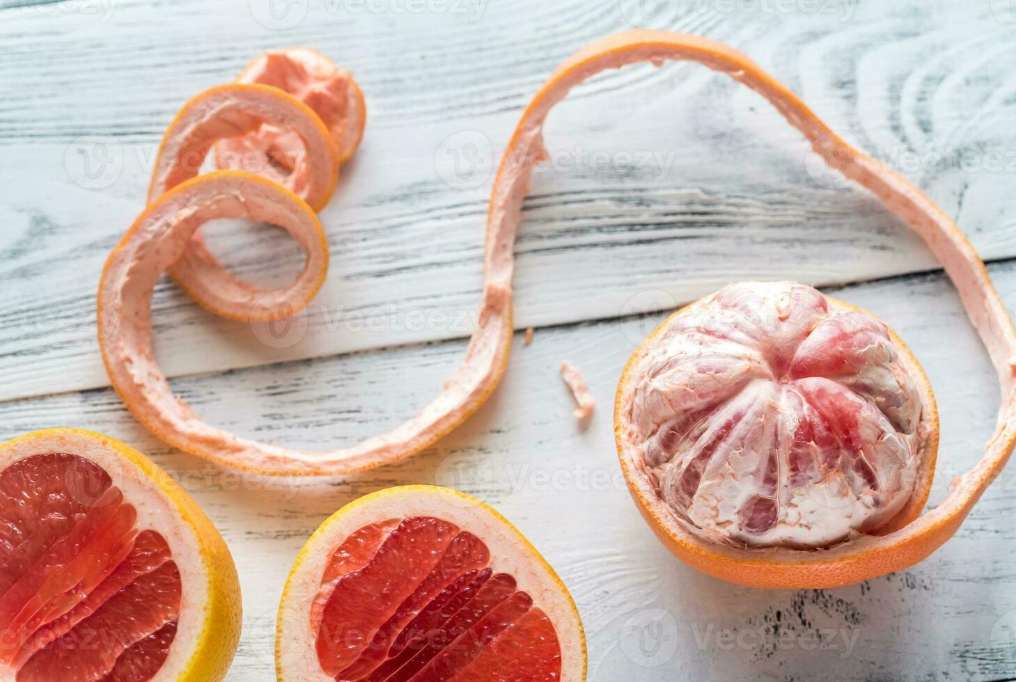 skalad grapefrukt platt lägga foto