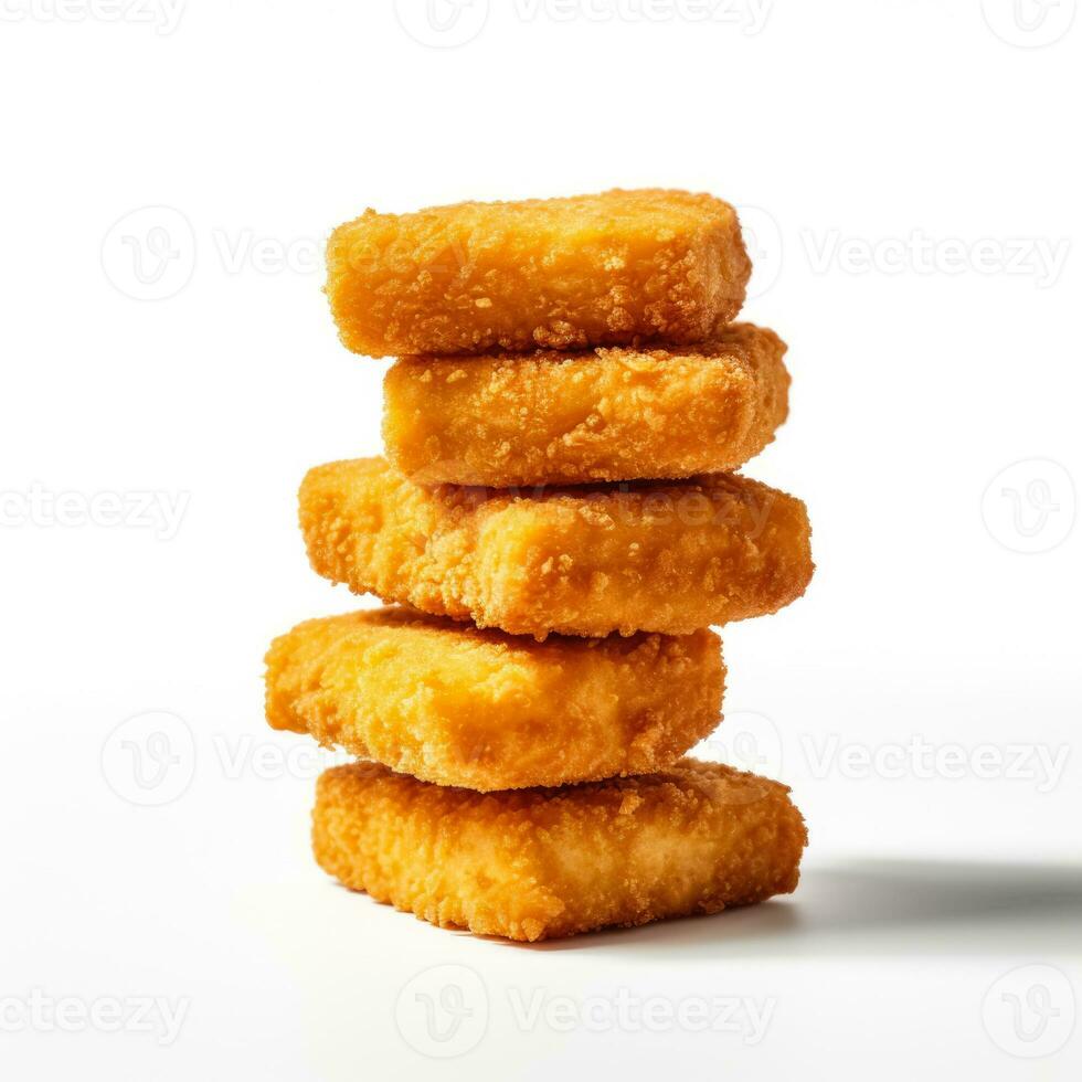 köttfri kyckling nuggets på vit bakgrund foto