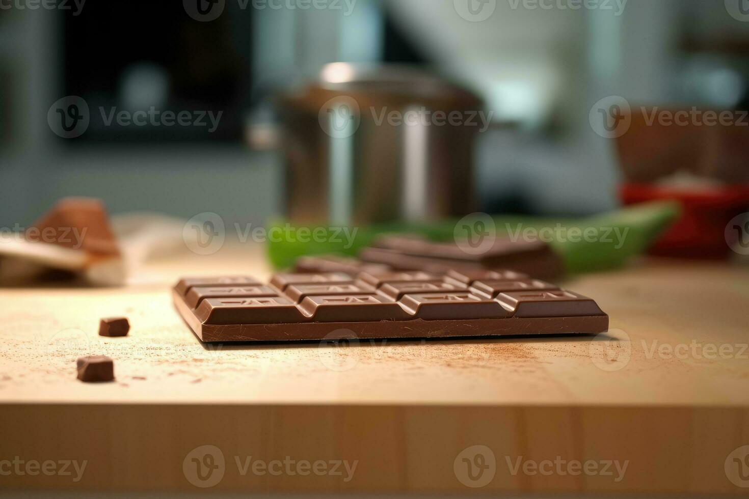 choklad bar i de kök tabell mat fotografi ai genererad foto