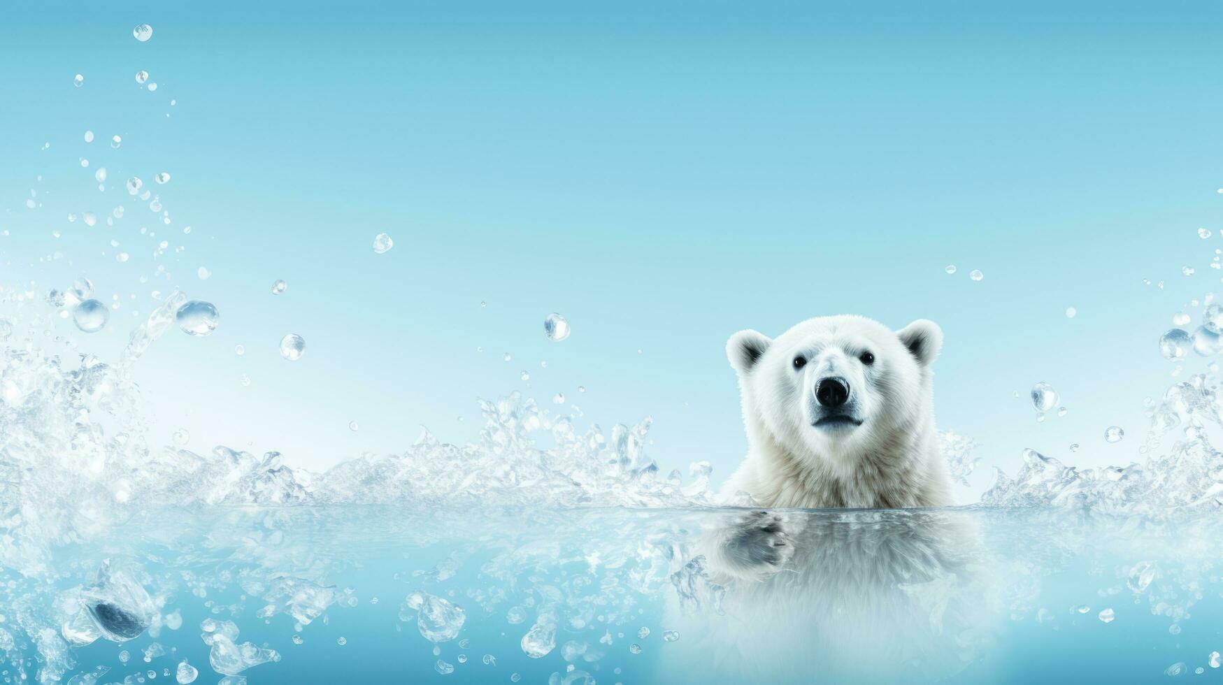 polär Björn på snö bakgrund med tömma Plats för text foto