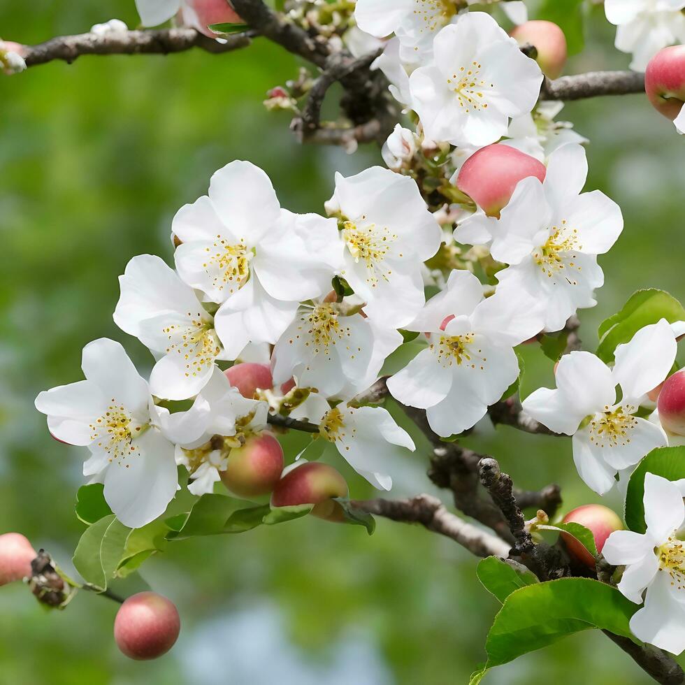 fri blomning gren av äpple träd. ai genererad foto