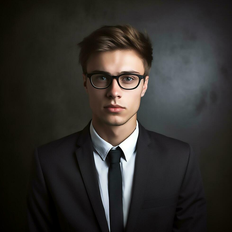 manlig porträtt isolerat i glasögon foto