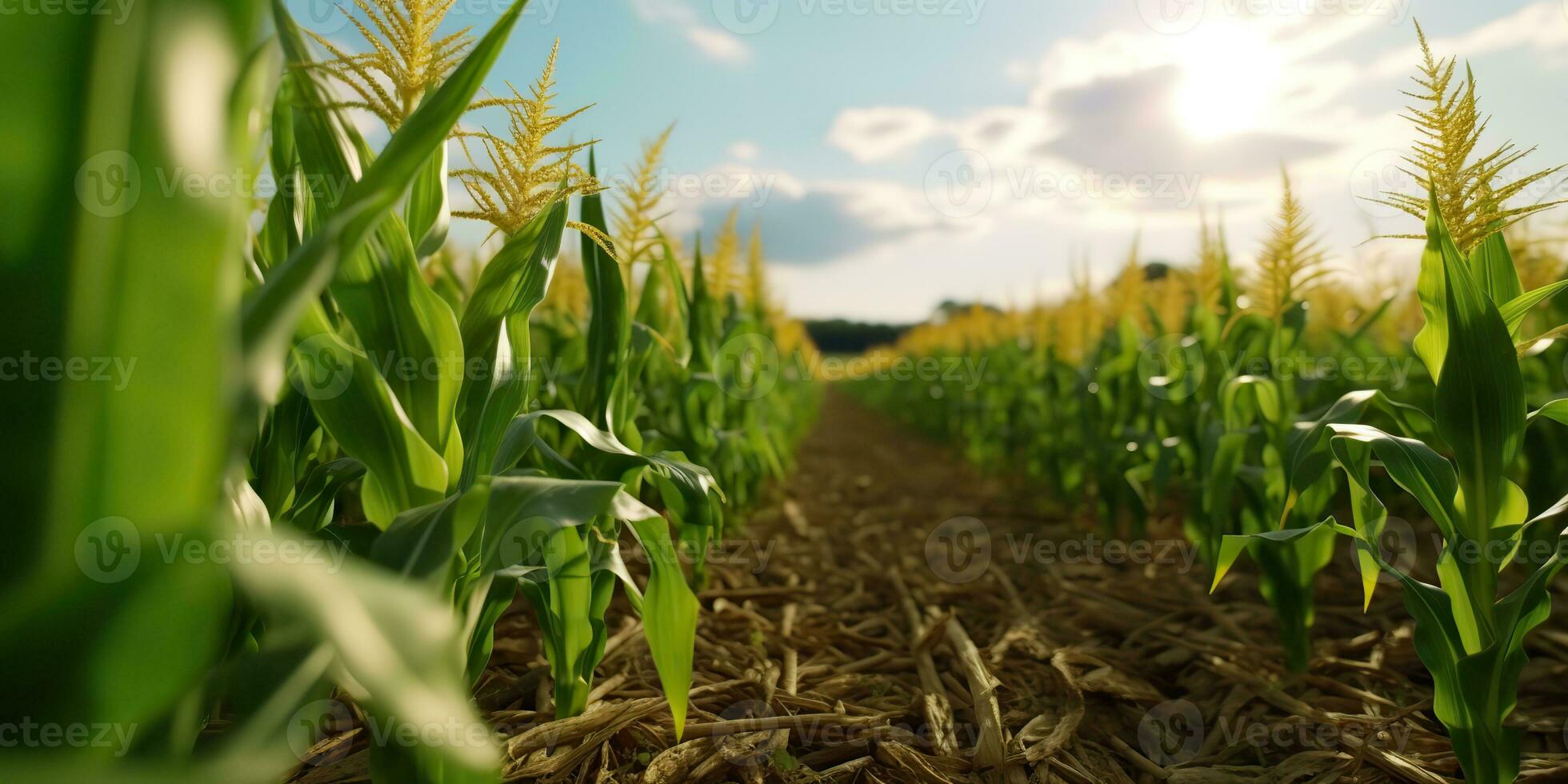 ai genererad. ai generativ. grön bruka skörda majs fält. utomhus- natur vild växt växande. grafisk konst foto