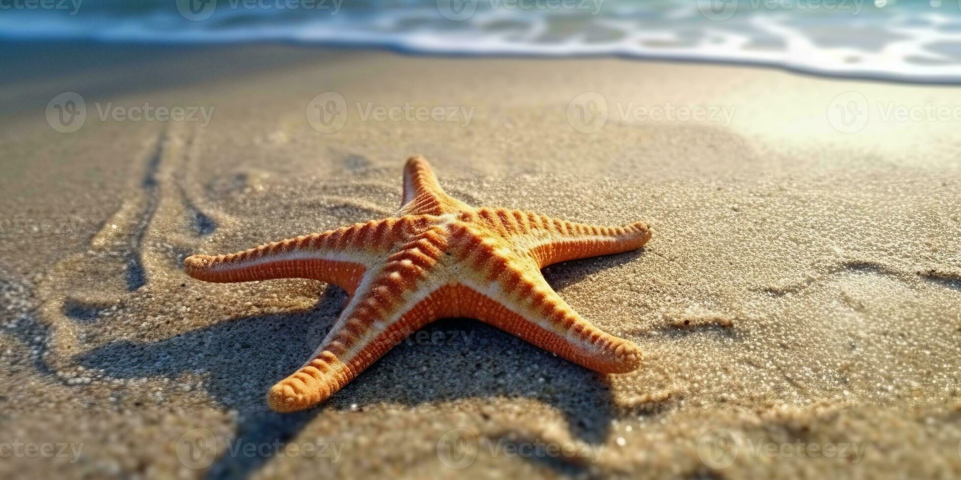 ai genererad. ai generativ. hav Marin nautisk marin sjöstjärna strand ö sand hav semester koppla av Sol vibe. grafisk konst foto