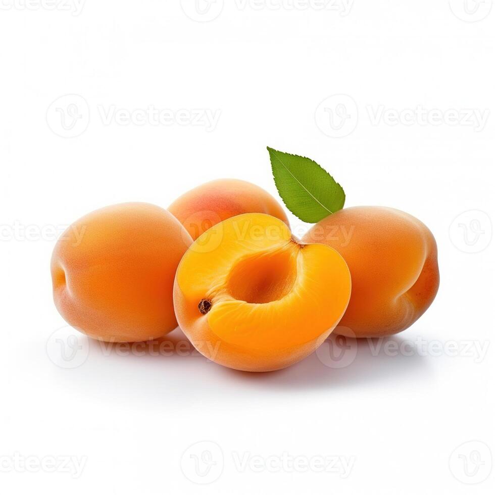 aprikos på vit bakgrund. generativ ai foto